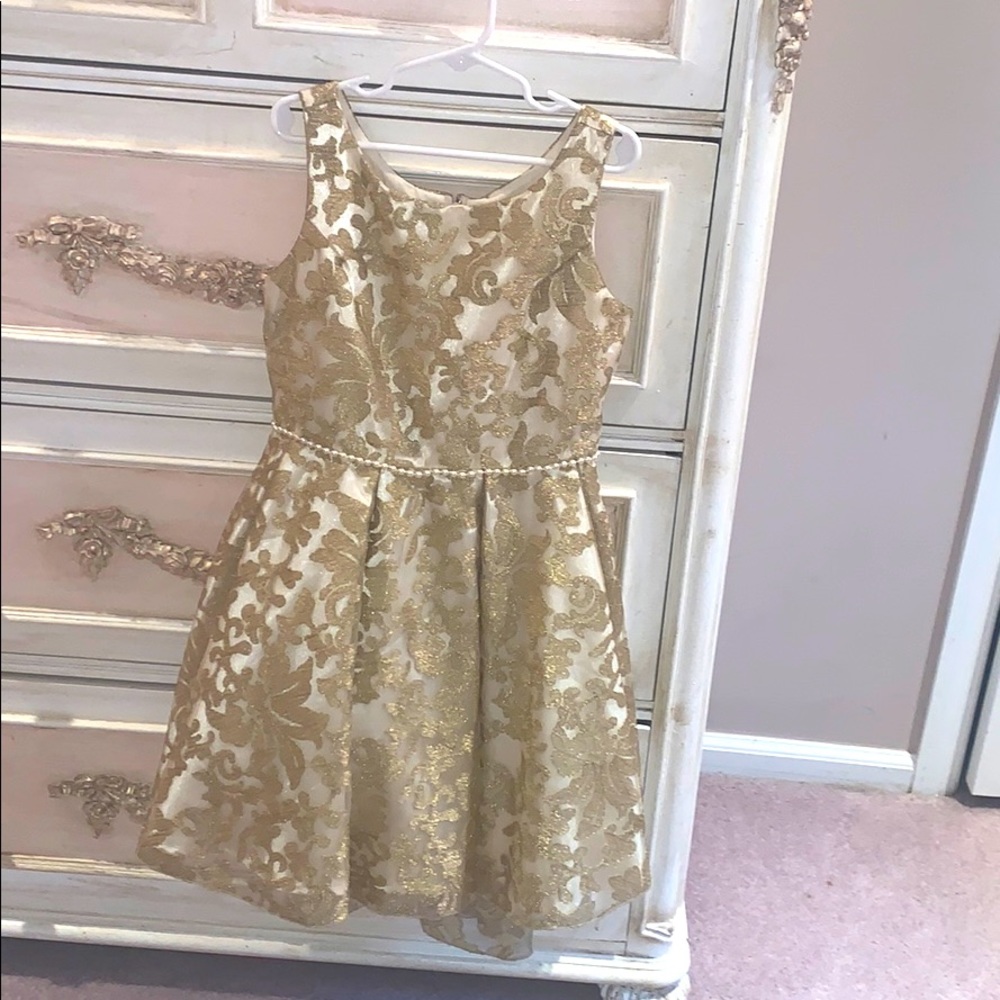 Biscotti Gold High Low Brocade Dress 8 - Like New!